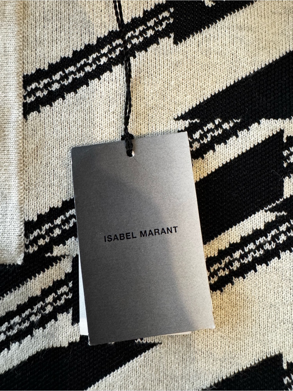 Isabel Marant Black & Beige Diagonal Stripe Polo Sweater - Picture 4 of 7